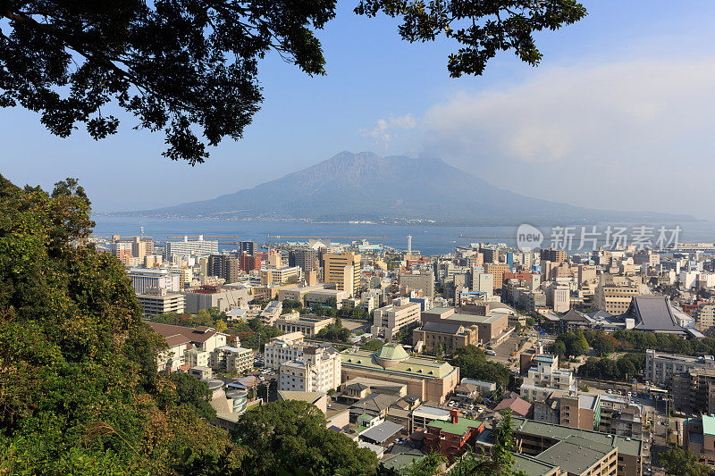 Kagoshima City and Sakurajima in Japan 鹿児島